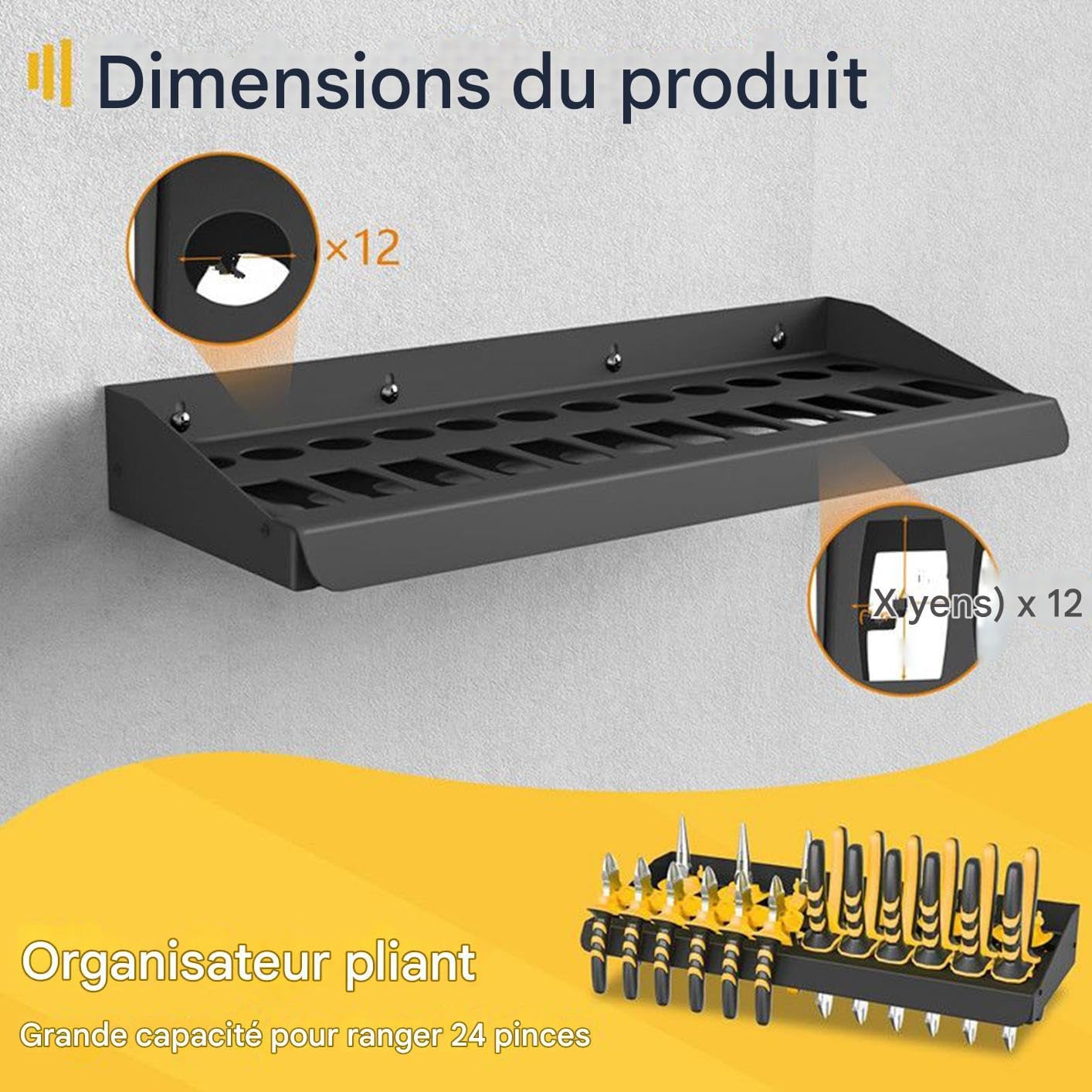  Porte-visseuse,Support De Rangement En Fer Pour Visserie,Support Organisateur D'outils Avec Gain De Place | Pour Atelier Garage Maison