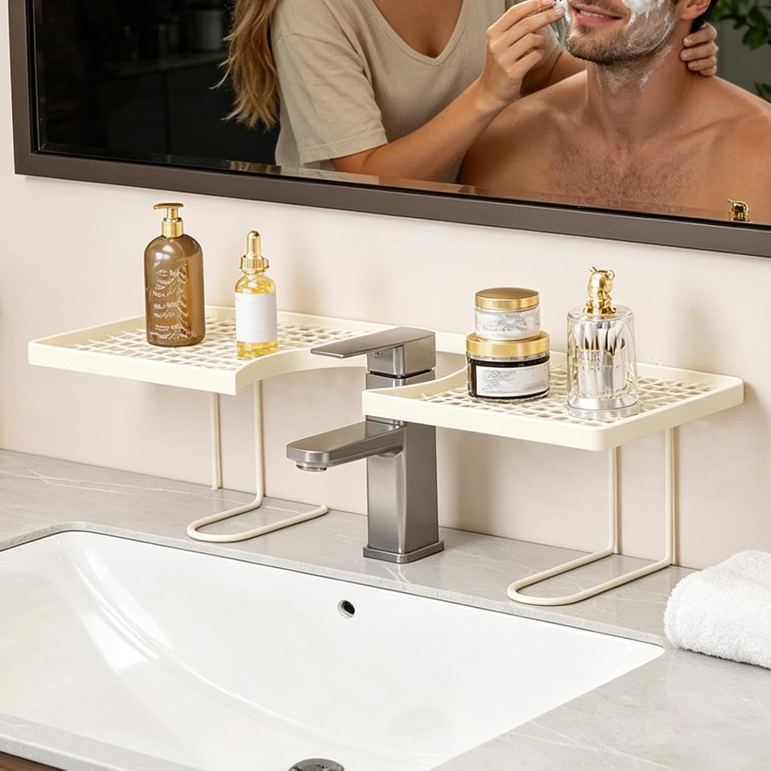GENERIC Support De Rangement Pour évier | Support De Rangement De Cuisine En Métal – Porte-éponge Pour Robinet, Lavabo, Appartement, Dortoir, Salle De Bain, Hôtel, Restaurant, Toilettes
