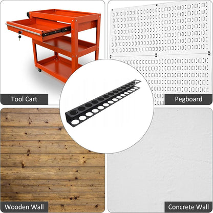 GENERIC Porte-tournevis – Porte-outils Pour Un Rangement Organisé | Construction En Acier Avec Finition Noire, Organiseur Mural D'outils à Main, Design Peu Encombrant Pour Garage, Atelier, Sous-sol