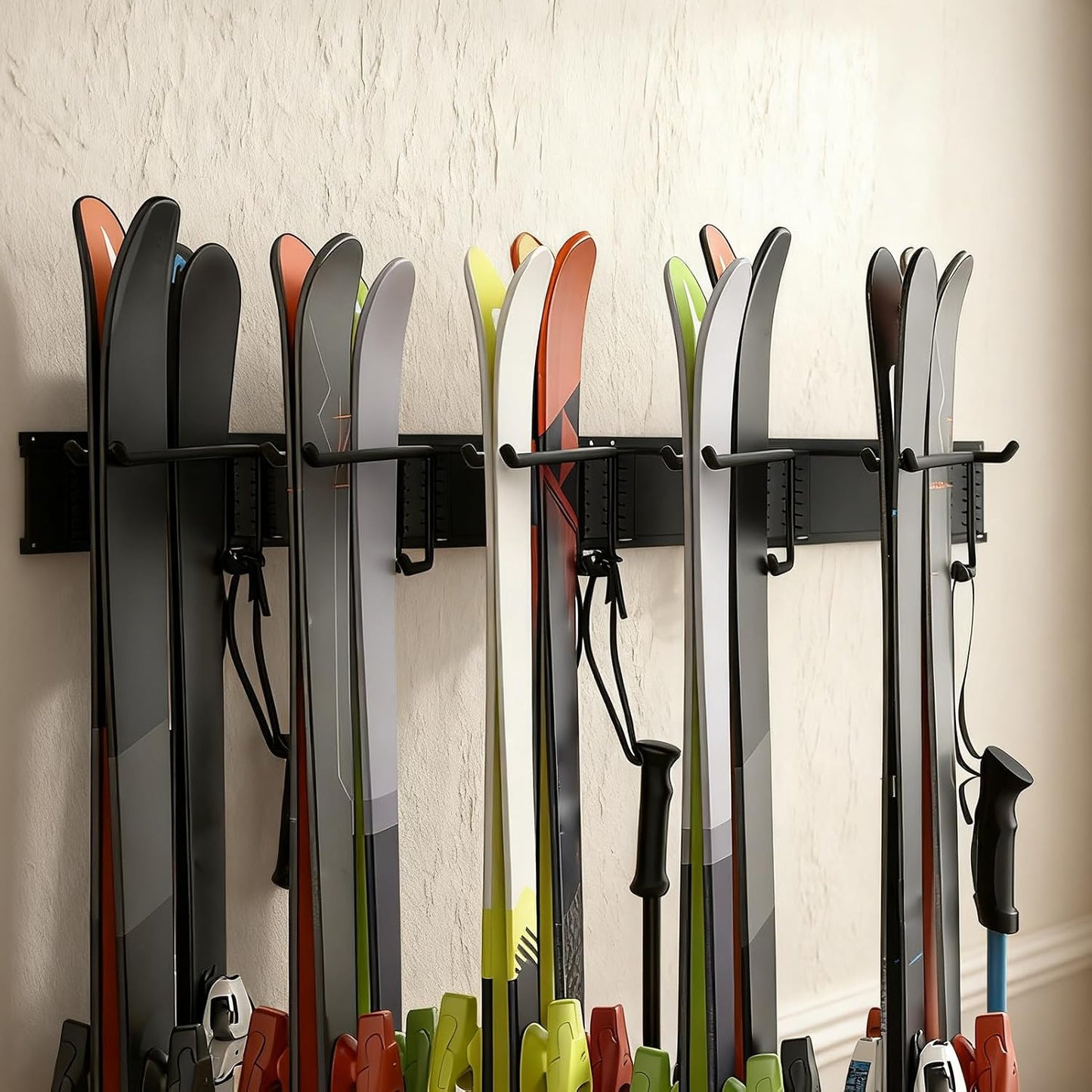 GENERIC Porte-skis Pour Garage, Système D'organisation De Matériel Antidérapant Robuste, Système De Rangement Mural Pour Skis, Pour équipement D'hiver, Support De Planche à Roulettes, Accessoires De Sport
