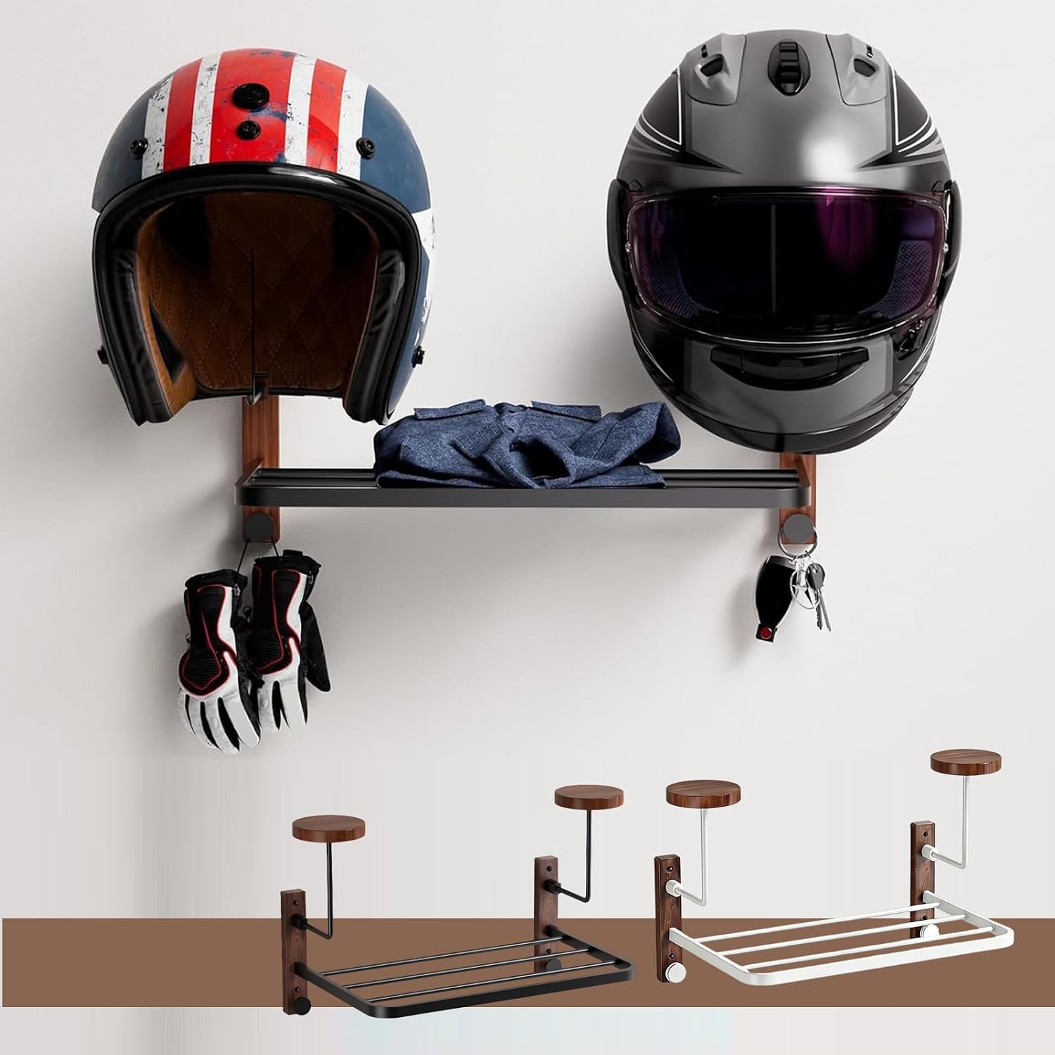  Support Mural Pour Casque Avec Design Peu Encombrant Et Finition En Bois élégante Pour Un Rangement Organisé. Support De Rangement Moderne Pour Coiffures Avec Construction En Bois Solide Et Métal Pour