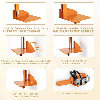  Generisch Support Mural Robuste Pour Tronçonneuse, Organiseur De Garage Pour L'entretien De La Pelouse, La Coupe Des Arbres, L'atelier, L'abri De Jardin, Le Tracteur De Jardin, Le Camion, Le Bois De