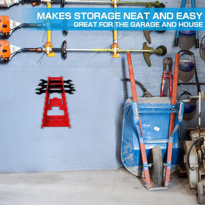  Wrench Organizer, Heavy Duty Tool Rack, Pegboard-Compatible Storage Holder, Space-Saving Screwdriver Stand. Perfect For Garage, Workshop, Repair Shop, Or Home Utility Room, 22 X 12 Cm Red Black