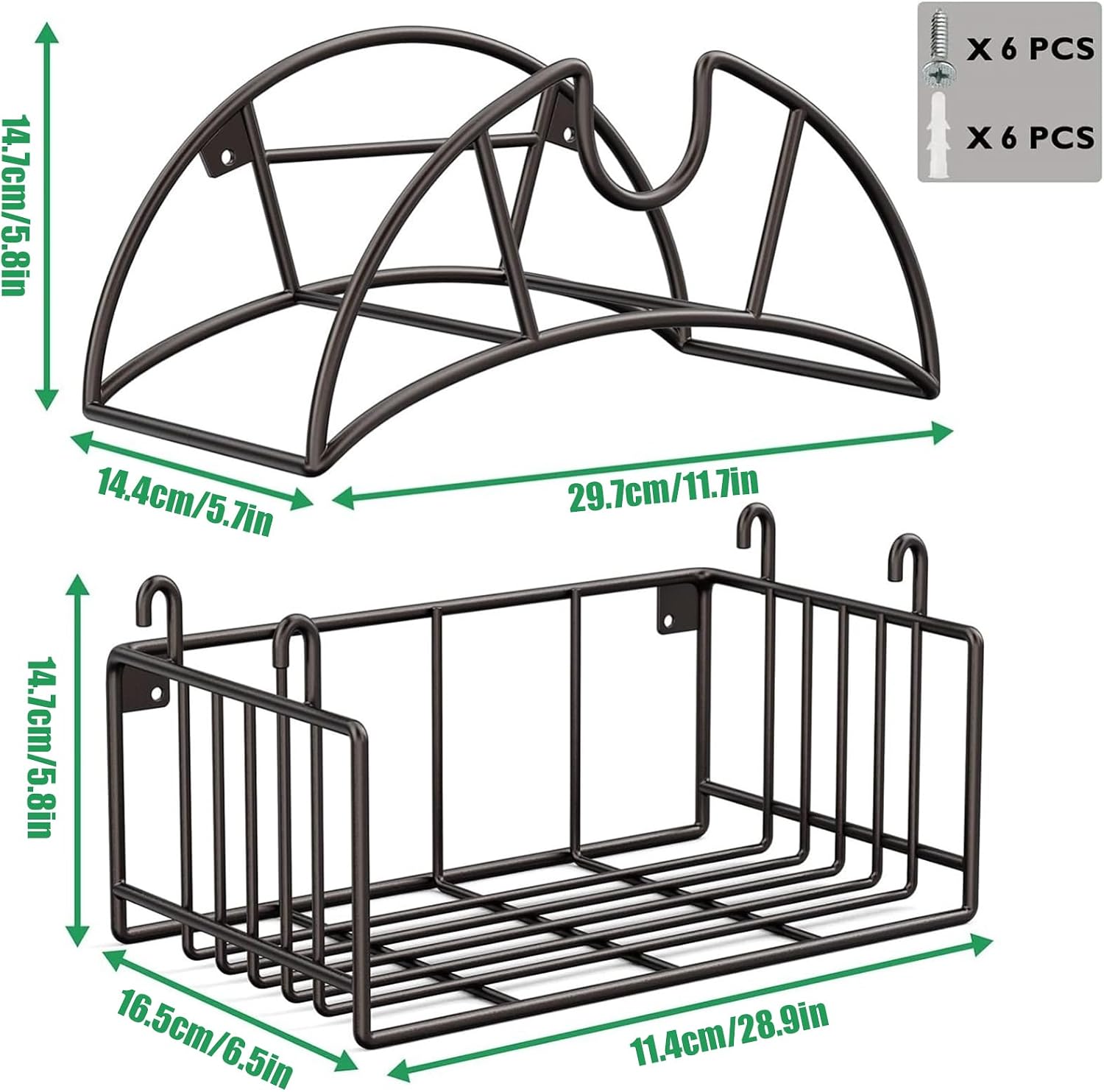  Support Mural Pour Tuyau, Support De Tuyau, Support De Rangement Robuste, Cadre En Métal Résistant à La Rouille, Organisateur De Tuyau Peu Encombrant Pour Extérieur, Garage, Piscine, 32 X 17 X
