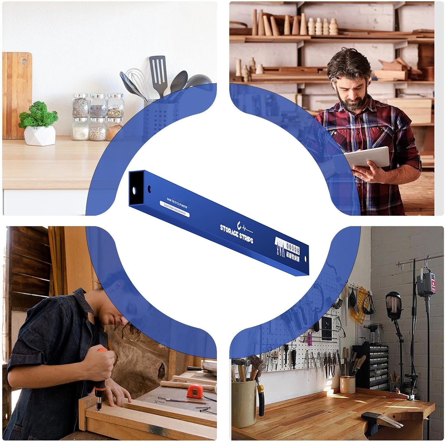  Magnetic Tool Holder, Heavy Duty Garage Organizer, Stainless Steel High-Strength Bar, Space-Saving Shed Accessories, Ideal For Shop, Workbench, Kitchen, Apartment