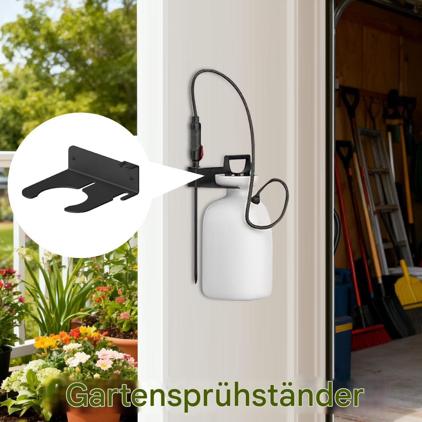  Generisch Support De Pulvérisateur De Pompe De Jardin - Étagère De Rangement Pour Pulvérisateurs à Pompe - Organiseur Mural Pour Outils De Jardin - Pour Cours, Vérandas, Surfaces Vertes Intérieures Et