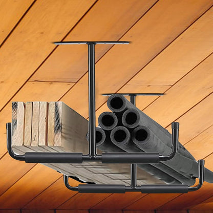  Rack De Rangement Suspendu Pour Garage - Support En T Métallique 2 Pièces | Suspensions Plafond Garage - Pour Échelle, Bois, Équipements Sportifs, Pelles, Cannes À Pêche, Skis, Cave, Abri De