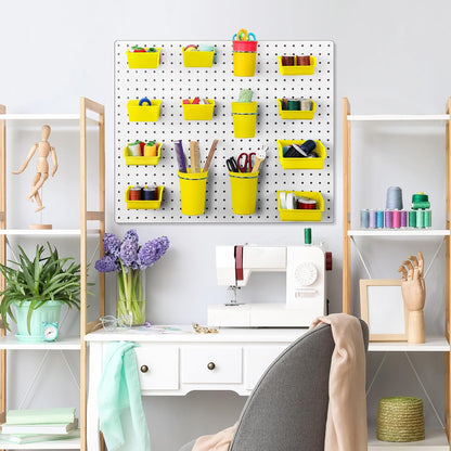  Roowest Lot De 60 Bacs Muraux En Panneau Perforé Avec Crochets Et Boucles, Crochets Pour Rangement De Bureau, Garage, Atelier (jaune)