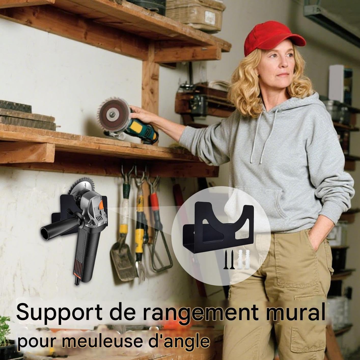  Générique Support Pour Meuleuse D'angle | Support Mural Pour La Meuleuse D'Angle - Organisateur En Fer Robustes Pour Outils Électriques Atelier Bricolage