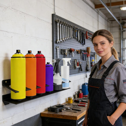 Genérico Generico Organisateur Pour Bouteilles De Spray – Étagère Murale Avec 6 Emplacements Pour Canettes De Détail De Voiture – Crochet Pour Bouteilles De Spray | Pour Garage, Atelier, Maison, Camionnette Et