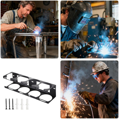  Organiseur De Tiges En Métal, Système De Support De Fil De Soudure, Support Mural En Fer Avec Structure De Fente Sécurisée, Unité De Rangement Compacte D'atelier, Design Utilitaire De Style Industriel