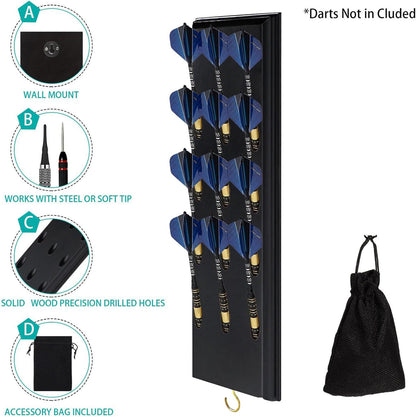 GENERIC Rangement De Fléchettes – Présentoir Mural En Bois | Organiseur De Fléchettes Avec Sac De Rangement, Pour L'organisation De L'entretien, Le Bureau, Le Club, Le Bar, La Salle De Jeux, Le Salon, La