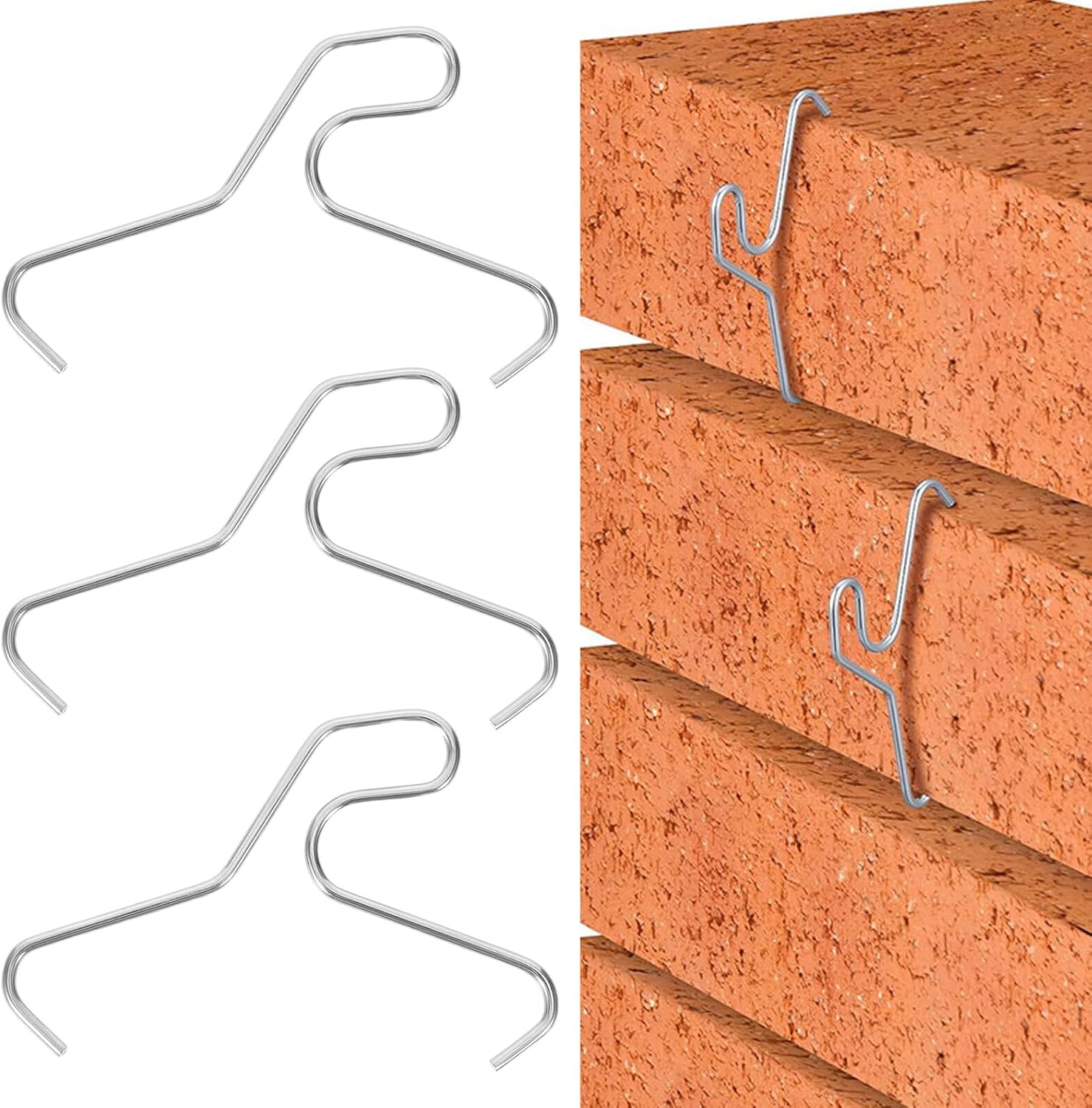  Cabilock Lot De 20 Crochets Réglables Pour Briques Fixation Murale Sans Perçage Pour L'Extérieur Et L'Intérieur Couleur Argent