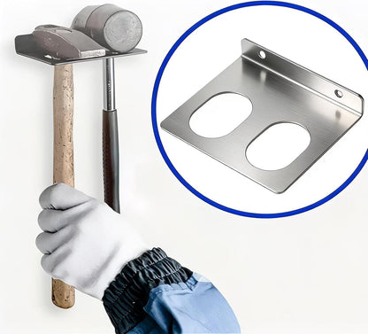 GENERIC Support Mural Pour Outils | Double Fentes En Acier Inoxydable Robuste, Avec Vis, Marteau, Support Mural | Pour Le Travail Du Bois, Garage, Atelier, Studio, Cour