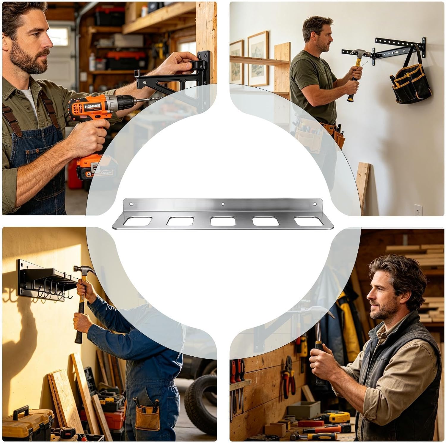 GENERIC Support Mural Pour Outils – Support Mural De Garage à 5 Emplacements, Organiseur De Pince Robuste | Pour Clé, Tournevis, Abri De Jardin, Atelier, Usine à Domicile