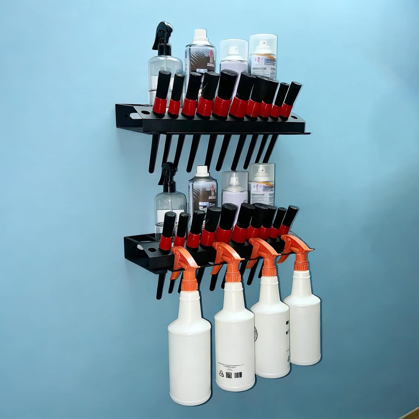  Porte-bouteilles Mural Robuste En Métal Avec 4 Compartiments De Conteneurs Et 8 Ouvertures à Outils Pour Le Rangement Dans Le Garage, L'atelier, Porte-outils Peu Encombrant