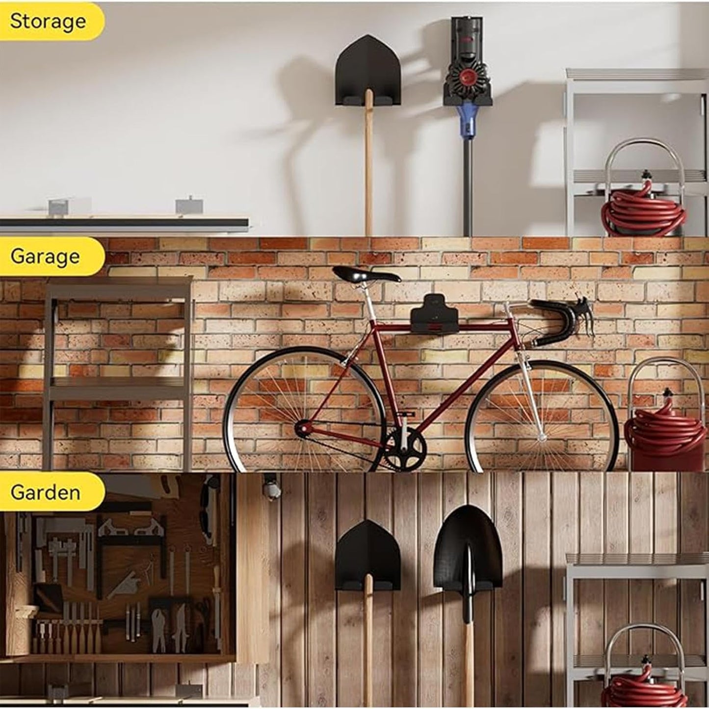  Générique Support De Coupe-Bordure - Range-mur Robuste Pour Garage - Rangement Mural Pour Outils Motorisés,Équipement Pour Extérieur,