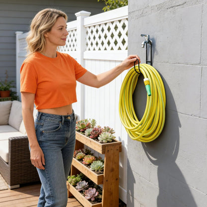  Support De Tuyau En Métal Robuste, Support Mural Pour Tuyau D'arrosage, Support D'eau Extérieur Avec Revêtement Résistant à La Rouille, Rangement En Acier Robuste Pour Garage, Rallonges De