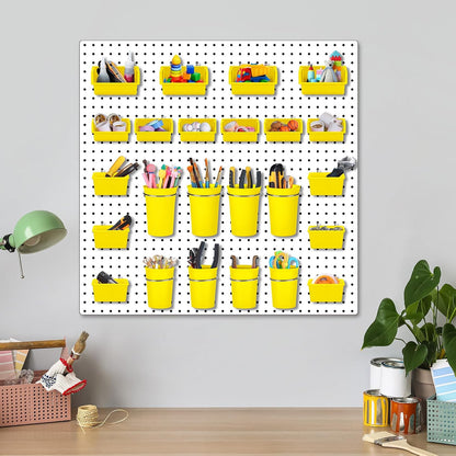  Roowest Lot De 60 Bacs Muraux En Panneau Perforé Avec Crochets Et Boucles, Crochets Pour Rangement De Bureau, Garage, Atelier (jaune)