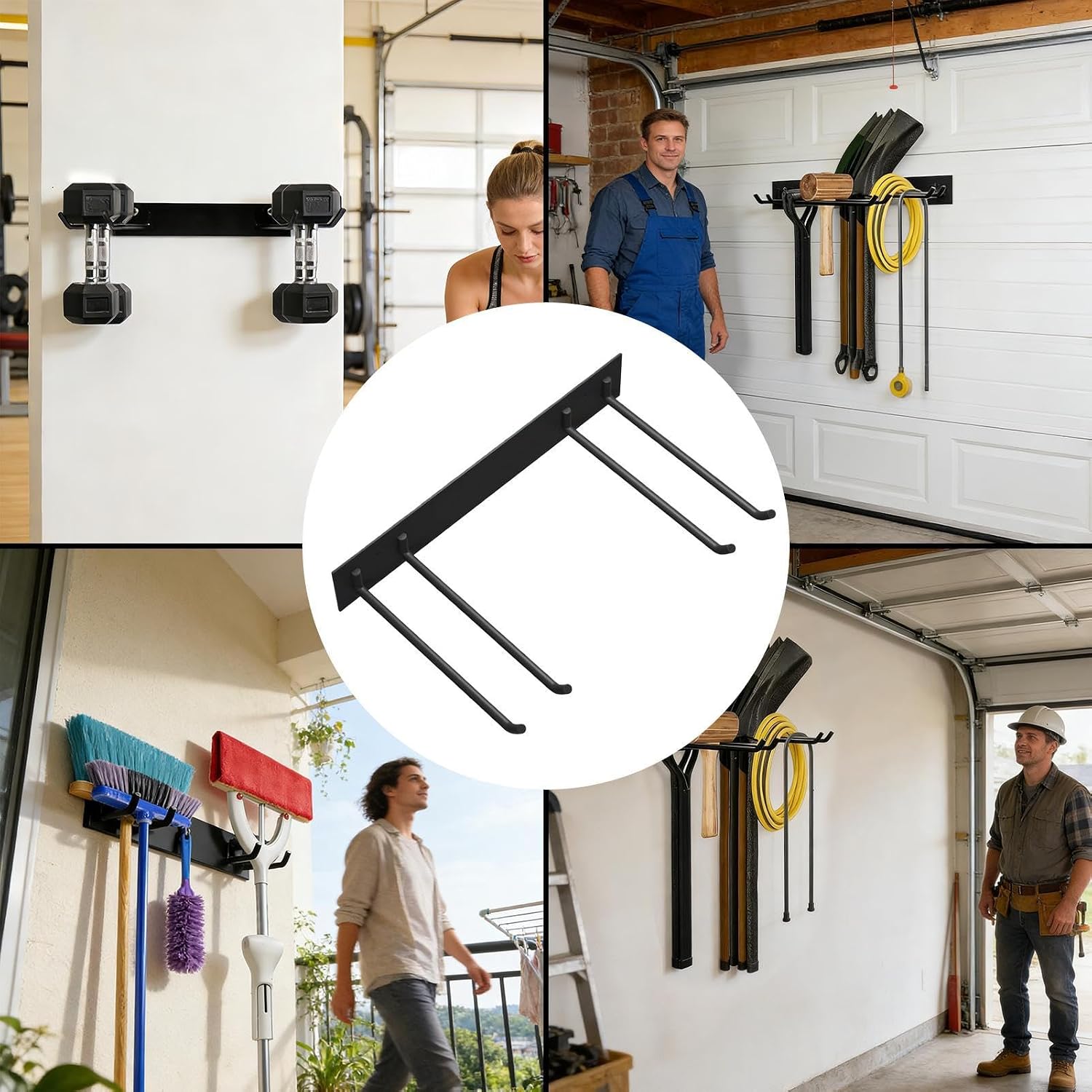 GENERIC Organiseur Mural Pour Outils – Support Mural Robuste, Peut Contenir 108,9 Kg Pour Outils Ménagers Pour Pelle, Chaises, échelle, Outils, Matériau Durable, Facile à Installer, Garde Les Outils Organisés