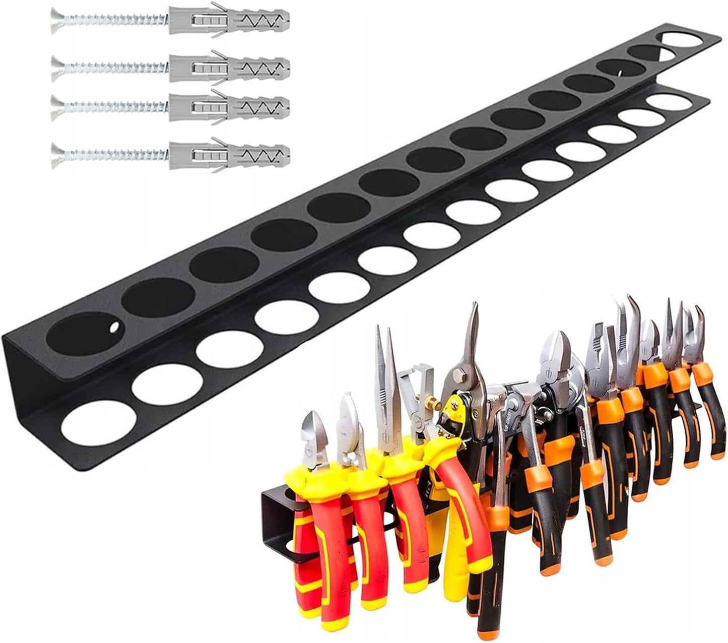 GENERIC Porte-tournevis – Porte-outils Pour Un Rangement Organisé | Construction En Acier Avec Finition Noire, Organiseur Mural D'outils à Main, Design Peu Encombrant Pour Garage, Atelier, Sous-sol