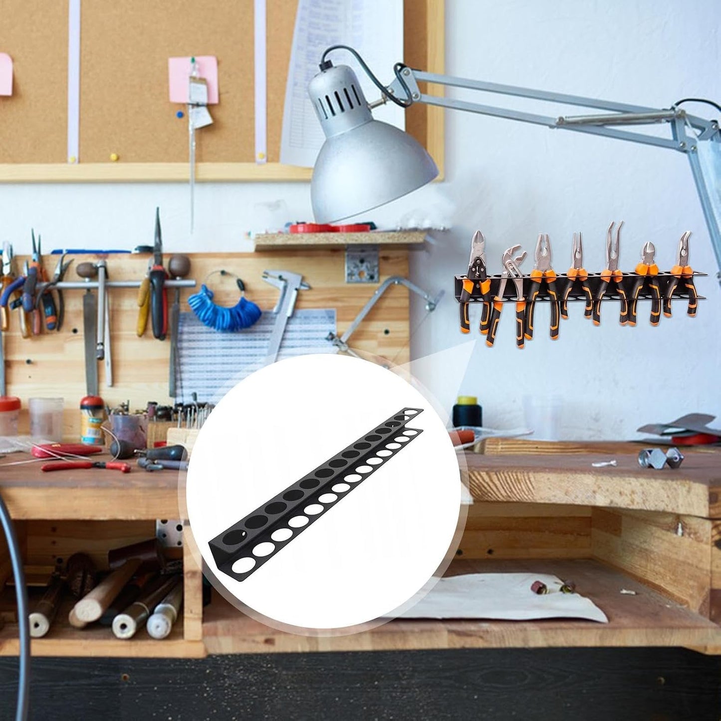 GENERIC Porte-tournevis – Porte-outils Pour Un Rangement Organisé | Construction En Acier Avec Finition Noire, Organiseur Mural D'outils à Main, Design Peu Encombrant Pour Garage, Atelier, Sous-sol