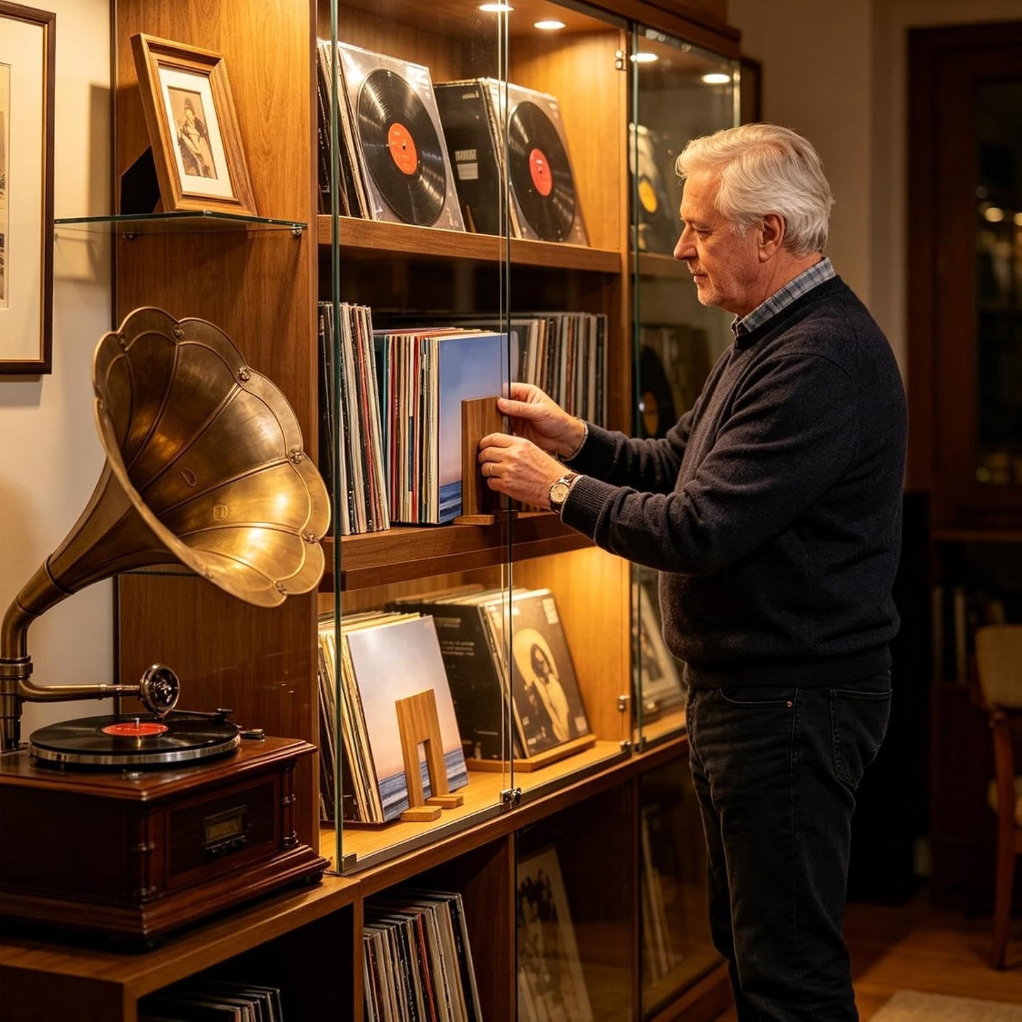  Support De Disques Vinyles - Organiseur En Bois Extensible Réglable - Étagère De Présentation Pour Livres, Magazines, Dossiers, Bureau, Bibliothèque, Armoire, Salon, Chambre à Coucher