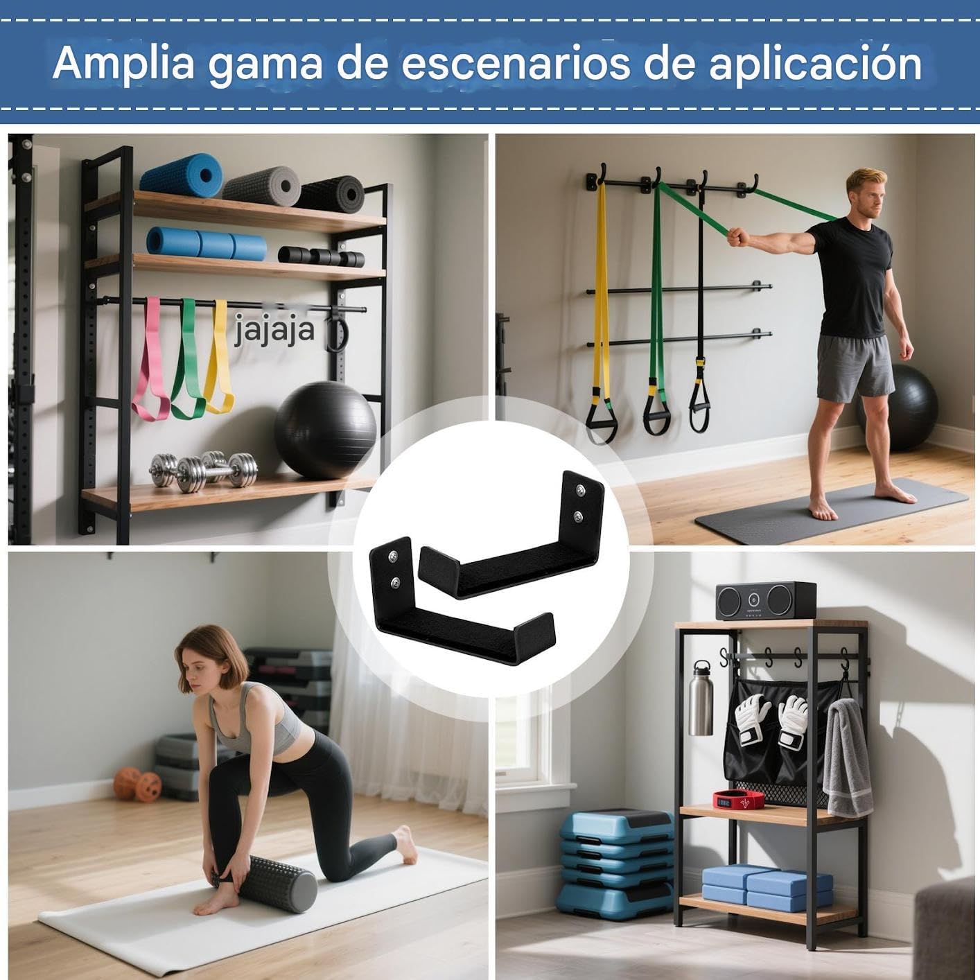  Lot De 2 Supports Muraux Pour Tapis De Yoga, Organiseur En Aluminium Pour Bandes élastiques Serviette Salle De Sport, Maison, Bureau, Chambre
