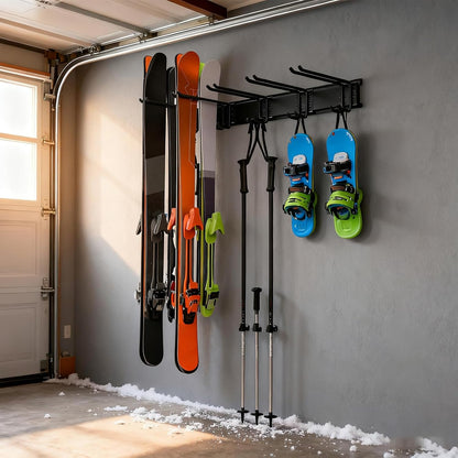 GENERIC Porte-skis Pour Garage, Système D'organisation De Matériel Antidérapant Robuste, Système De Rangement Mural Pour Skis, Pour équipement D'hiver, Support De Planche à Roulettes, Accessoires De Sport
