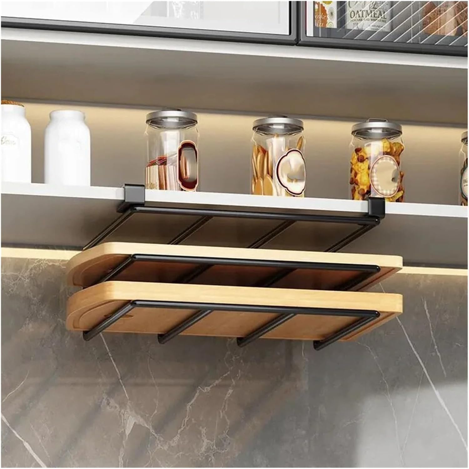  Support Organisateur Suspendu Sous Armoire De Cuisine Avec Crochets, Support Polyvalent(Shuangceng A)