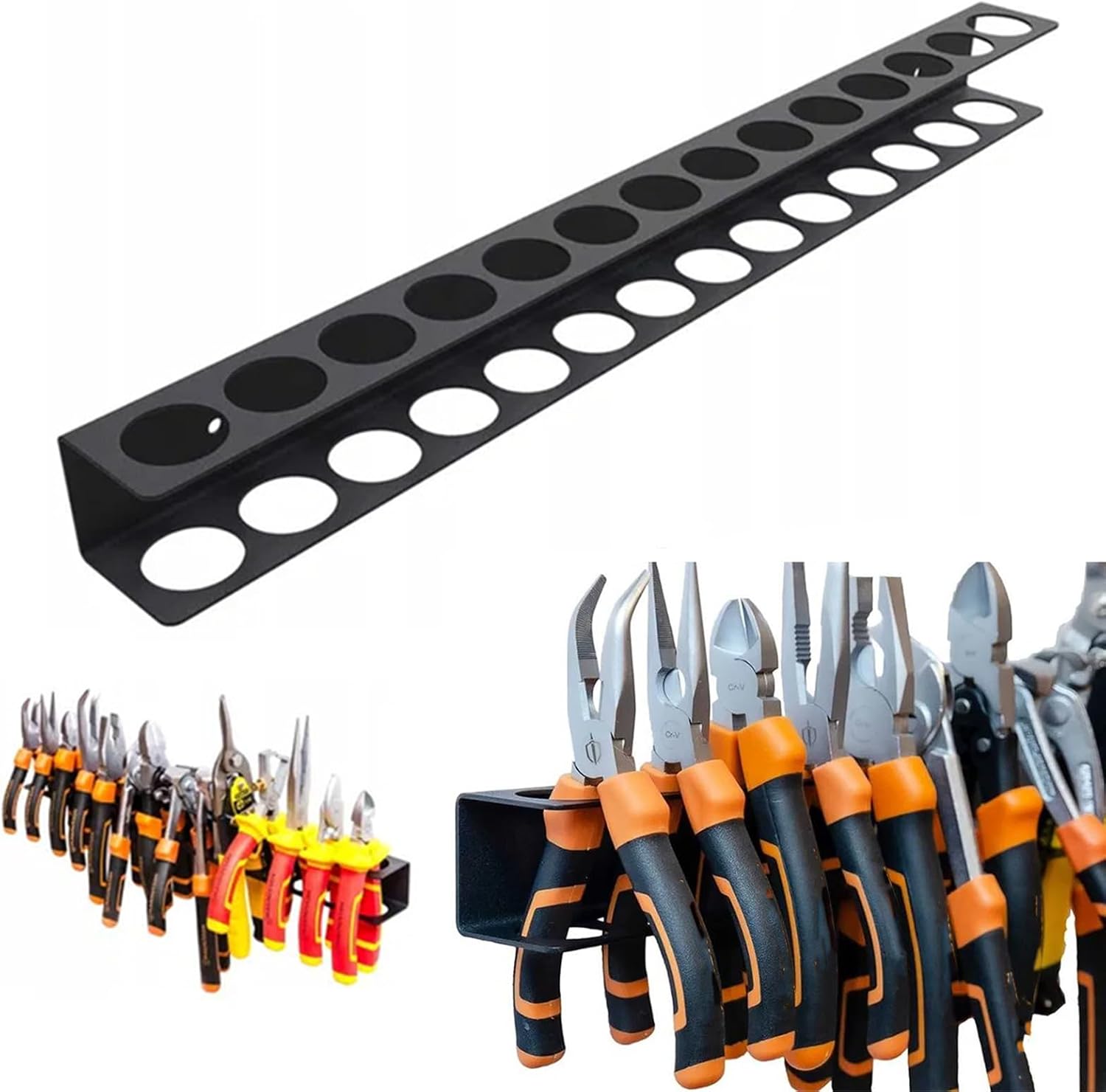 GENERIC Porte-tournevis – Porte-outils Pour Un Rangement Organisé | Construction En Acier Avec Finition Noire, Organiseur Mural D'outils à Main, Design Peu Encombrant Pour Garage, Atelier, Sous-sol