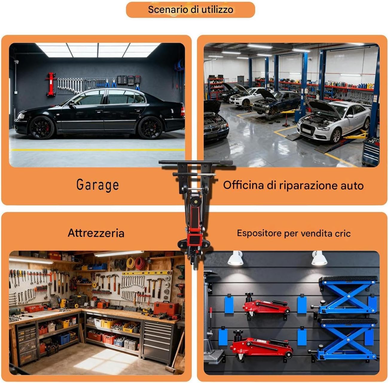Genérico Generico Jack Stand Holder, Non-Slip Wall Hooks & Mount Bracket With Heavy Load Support, Garage Storage Organizer For Workshop Repair Bay Shed Home Toolroom Mechanics And Car Maintenance