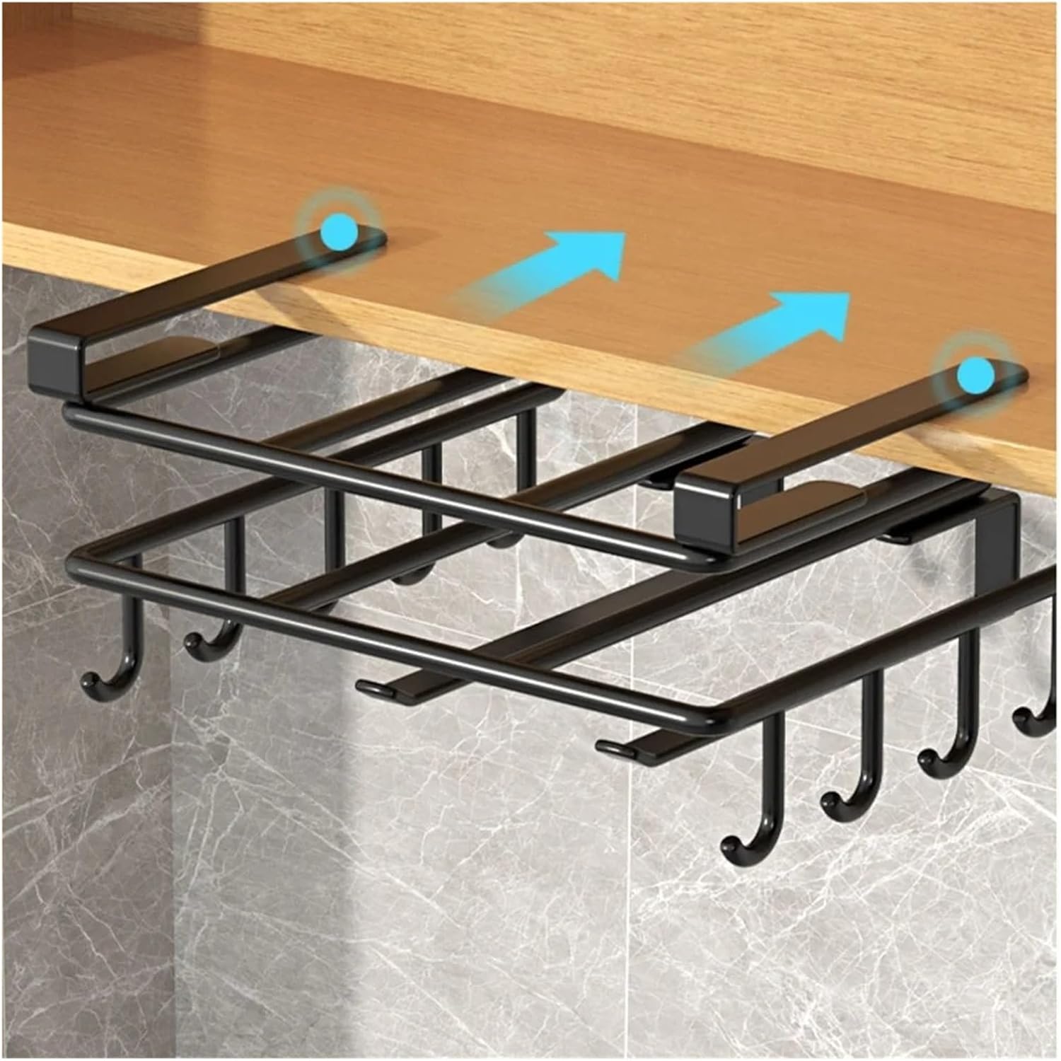 Support Organisateur Suspendu Sous Armoire De Cuisine Avec Crochets, Support Polyvalent(Shuangceng A)