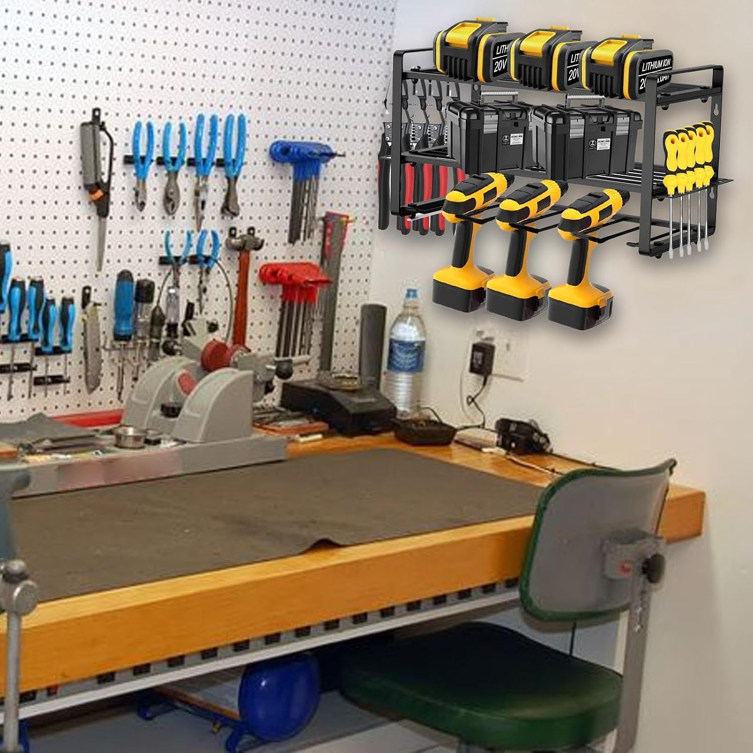  Rangement Pour Outils électriques, étagère De Rangement à 3 Couches, Organiseur Mural D'outils électriques, étagère Modulaire Pour Perceuse, étagère à Outils électriques, Organiseur D'outils