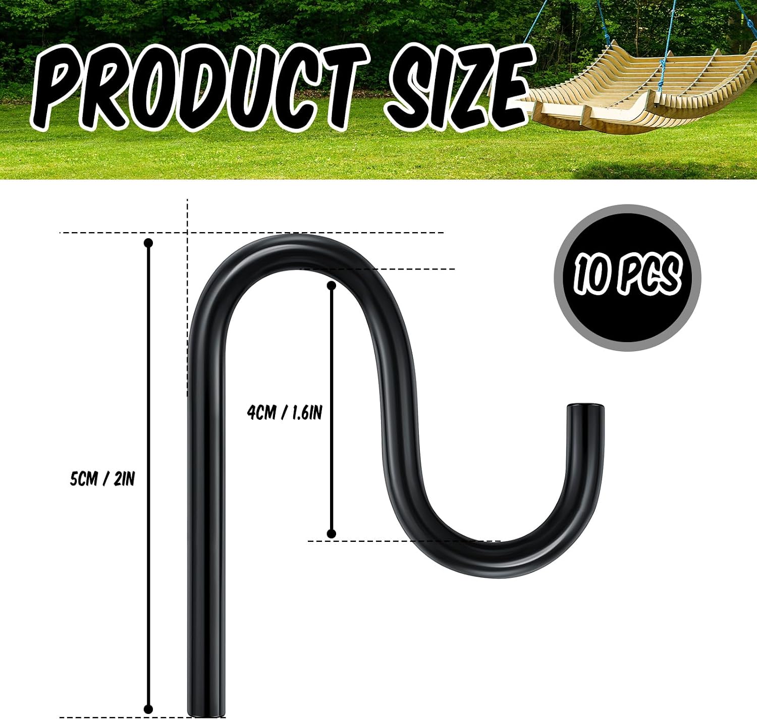  Blulu Lot De 10 Crochets De 5,1 Cm De Long Pour Accrocher Des Crochets Utilitaires Individuels Robustes Universels à Fixation Murale J Pour Outils, Pelles, Râteaux, Vélos (noir)