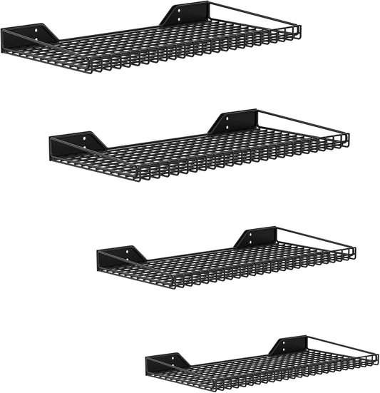  WALMANN Étagère Murale De Garage, 4 étagères De Rangement Murales De Tailles Mixtes Pour Garage, Placard, Buanderie, étagère Murale Robuste, Peut Supporter Jusqu'à 29,5 Kg (noir, 4 étagères)