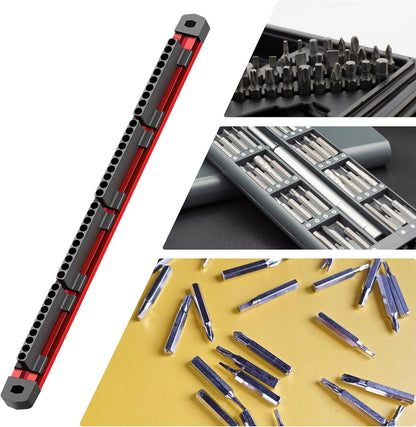  Bit Rack, Bits Storage, 40 Slots Space Saver Non-Slip Grip Rust Resistant Secure Hold, Wall Mount Rack For Car Repair, Woodworking, Basement, Garage, 16.15x1.18x1.06inches