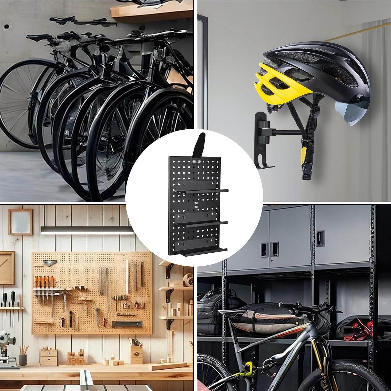  Support D'affichage Pour Vélo - En D'aluminium Avec Support Mural, Fonction D'organisation, Accessoire De Sport, Outil De Rangement Pour Mur, Garage, Artisanat, Cuisine, Bureau Et
