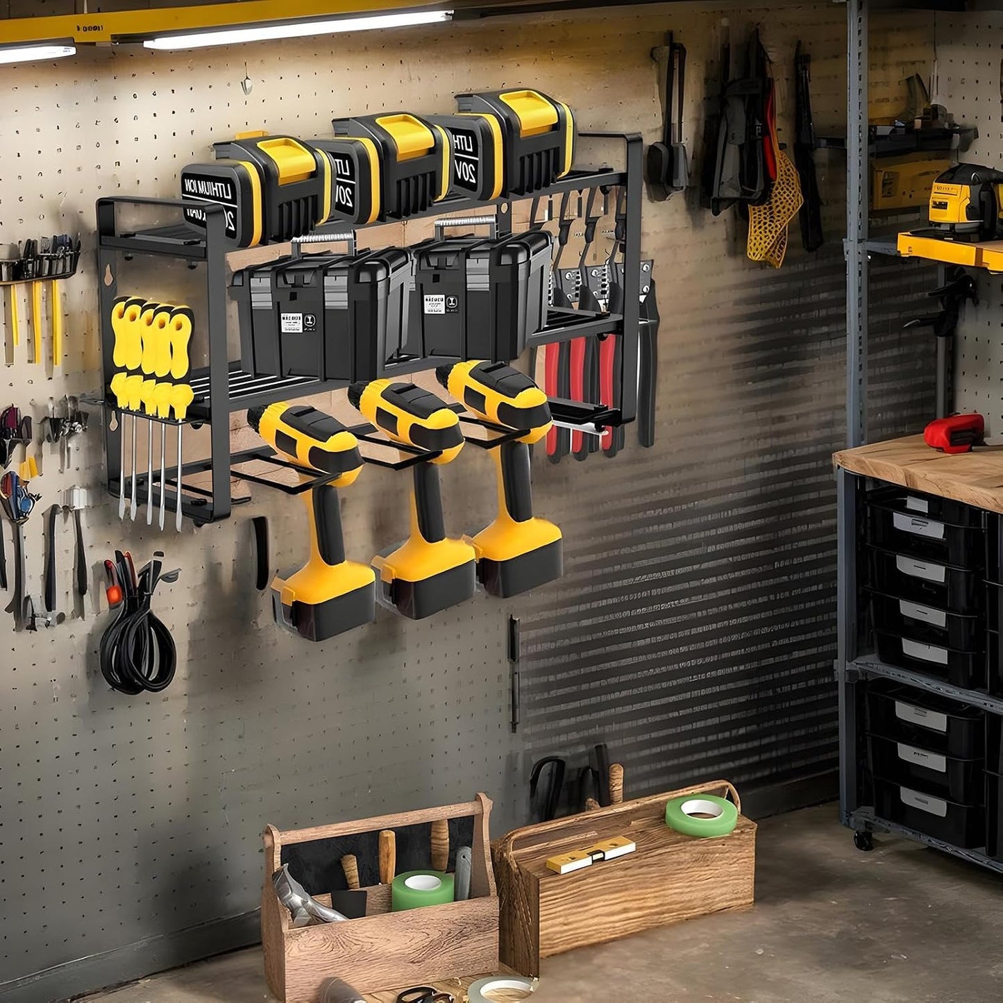  Rangement Pour Outils électriques, étagère De Rangement à 3 Couches, Organiseur Mural D'outils électriques, étagère Modulaire Pour Perceuse, étagère à Outils électriques, Organiseur D'outils