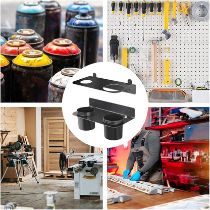  Entonnoir à Huile – Lot De 2 Supports Muraux Pour Support D'huile De Refroidissement, Design Peu Encombrant Avec Fonction D'accès Facile, Support Pour Cuisine, Garage, Atelier, Noir