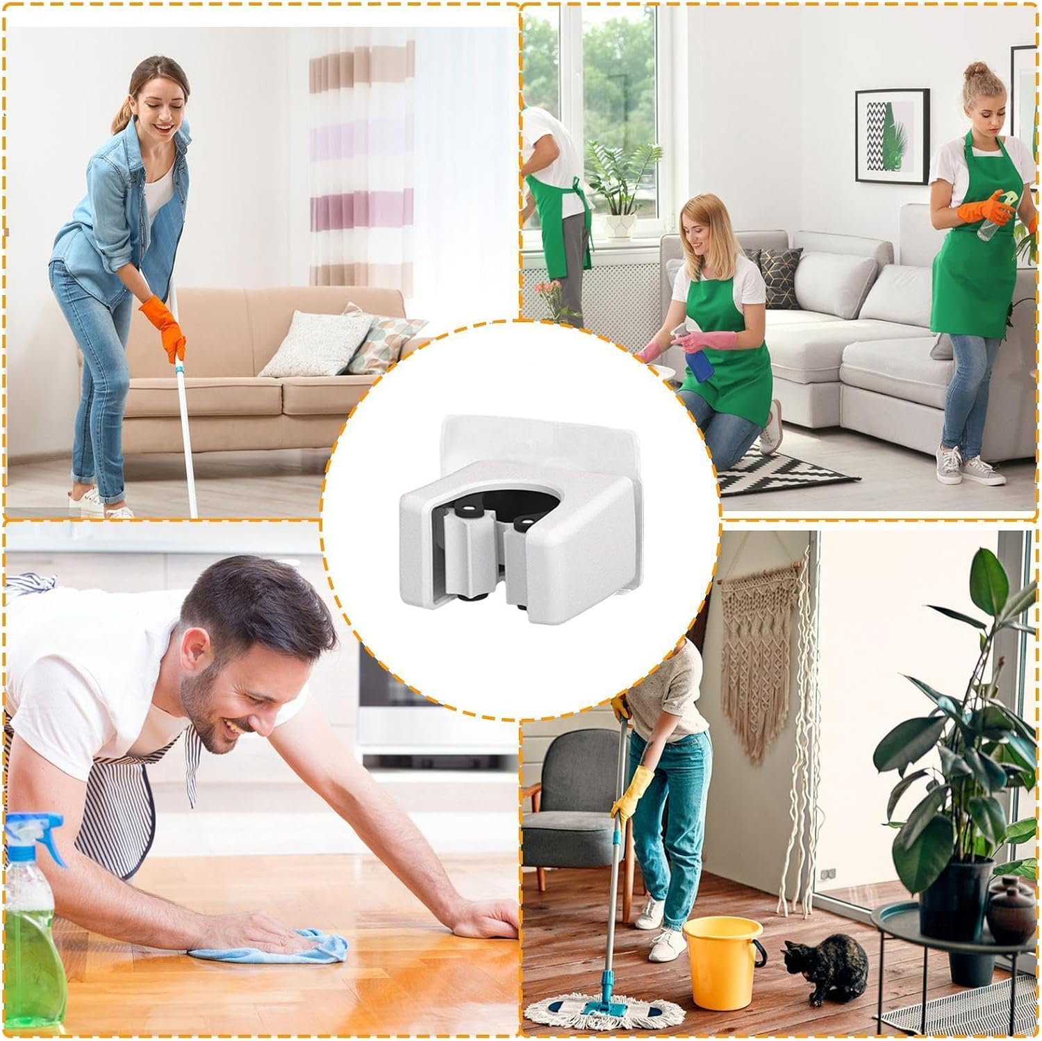 GENERIC Support Mural En Acier Inoxydable, Support Adhésif Avec Construction Robuste, Outil De Nettoyage Avec économiseur D'espace, 6 X 4,8 X 4 Cm, Pelle à Balai Pour Intérieur Et Extérieur
