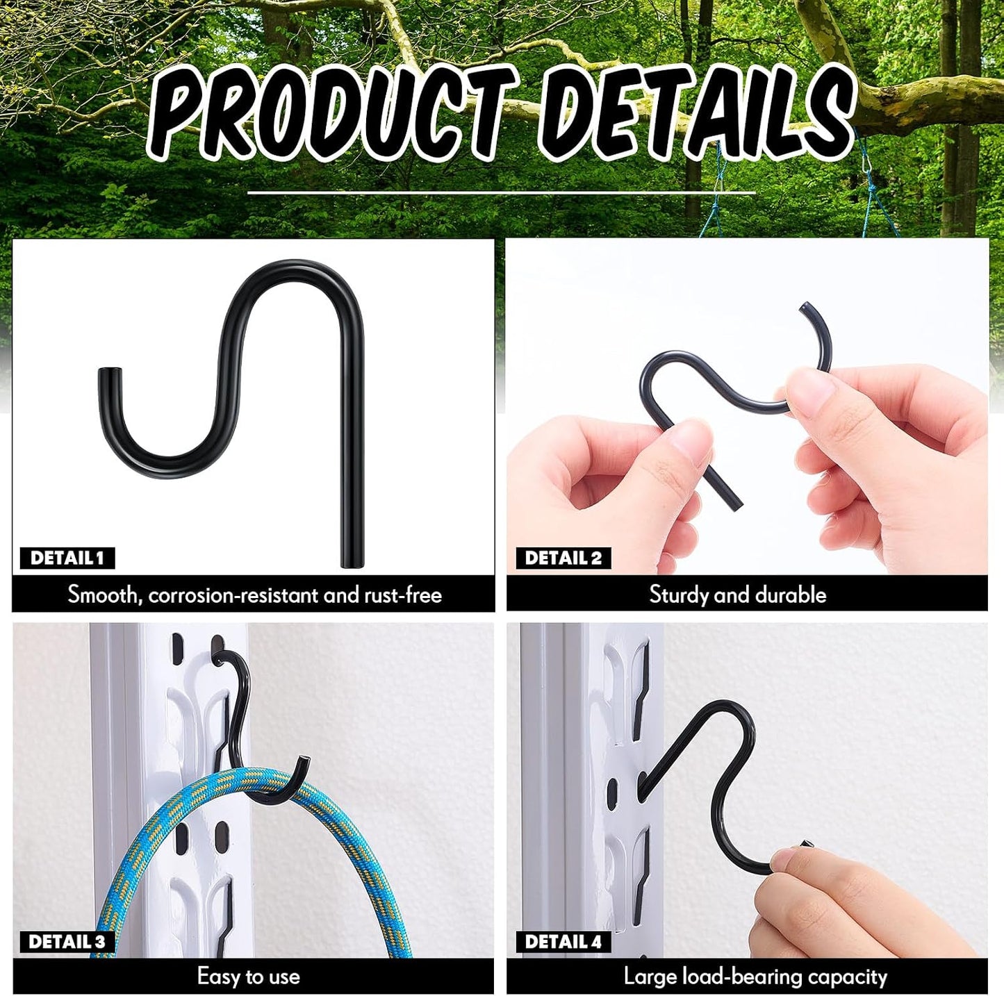  Blulu Lot De 10 Crochets De 5,1 Cm De Long Pour Accrocher Des Crochets Utilitaires Individuels Robustes Universels à Fixation Murale J Pour Outils, Pelles, Râteaux, Vélos (noir)