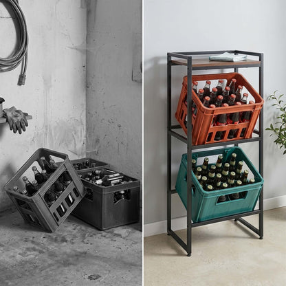  Relaxdays Étagère Pour Caisses à Boissons, 4 Caisses, H X L X P : 117 X 74 X 32 Cm, étagère Industrielle, Marron/Noir