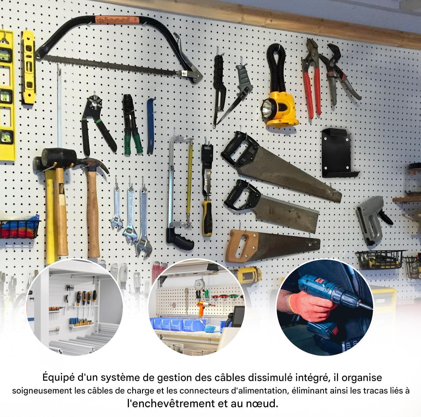  Générique Porte-Outils Électriques | Rangement Mural Pour Outils De Jardin - Étagère Utilitaire Garage Organisation Bricolage Électricien Atelier Jardin