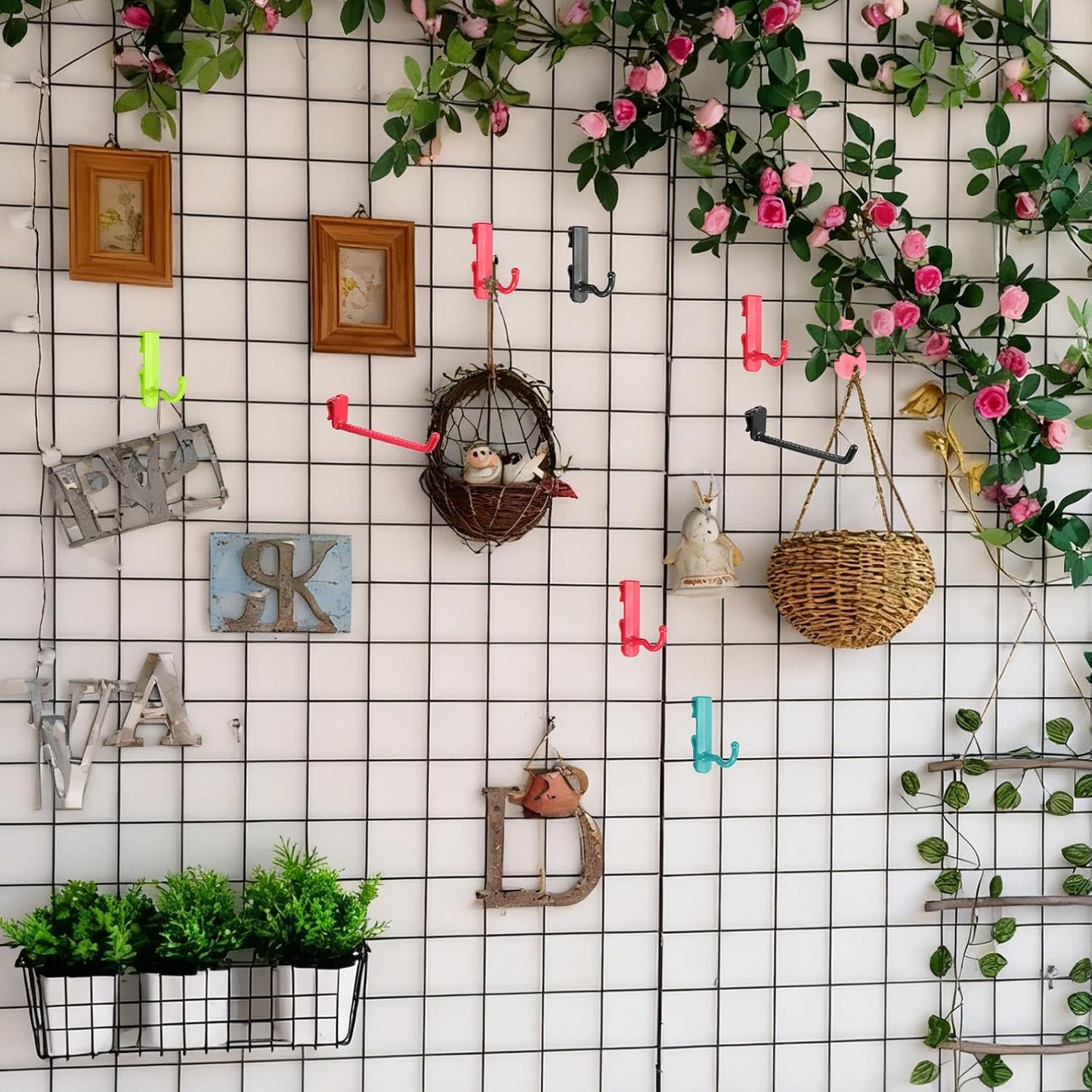  Sourcing Map Lot De 10 Crochets Muraux En Plastique Pour Panneau Mural De 12 Cm, Crochets D'étagère Pour Garage, Magasin, Entrepôt, Magasin, Maison, Magenta