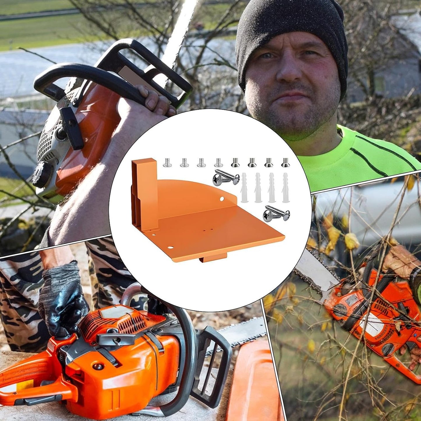  Generisch Support Mural Robuste Pour Tronçonneuse, Organiseur De Garage Pour L'entretien De La Pelouse, La Coupe Des Arbres, L'atelier, L'abri De Jardin, Le Tracteur De Jardin, Le Camion, Le Bois De