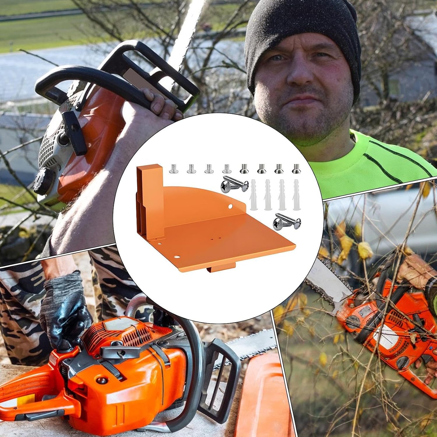  Generisch Support Mural Robuste Pour Tronçonneuse, Organiseur De Garage Pour L'entretien De La Pelouse, La Coupe Des Arbres, L'atelier, L'abri De Jardin, Le Tracteur De Jardin, Le Camion, Le Bois De