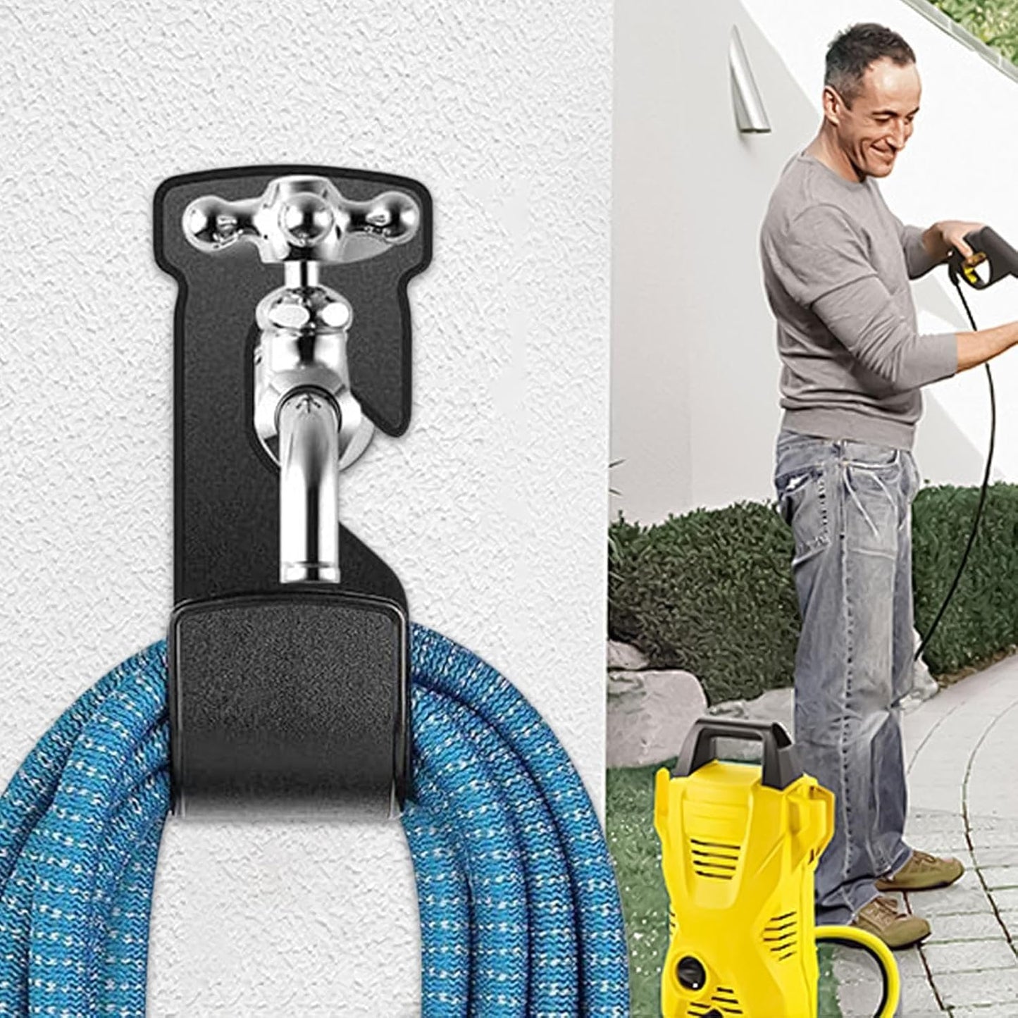 GENERIC Support De Tuyau, Support Mural Robuste Et Portable, Organiseur De Tuyau De Jardin | Pour Extérieur, Garage, Maison, Maison, Piscine, Terrasse, Clôture, Nettoyage De Jardinage