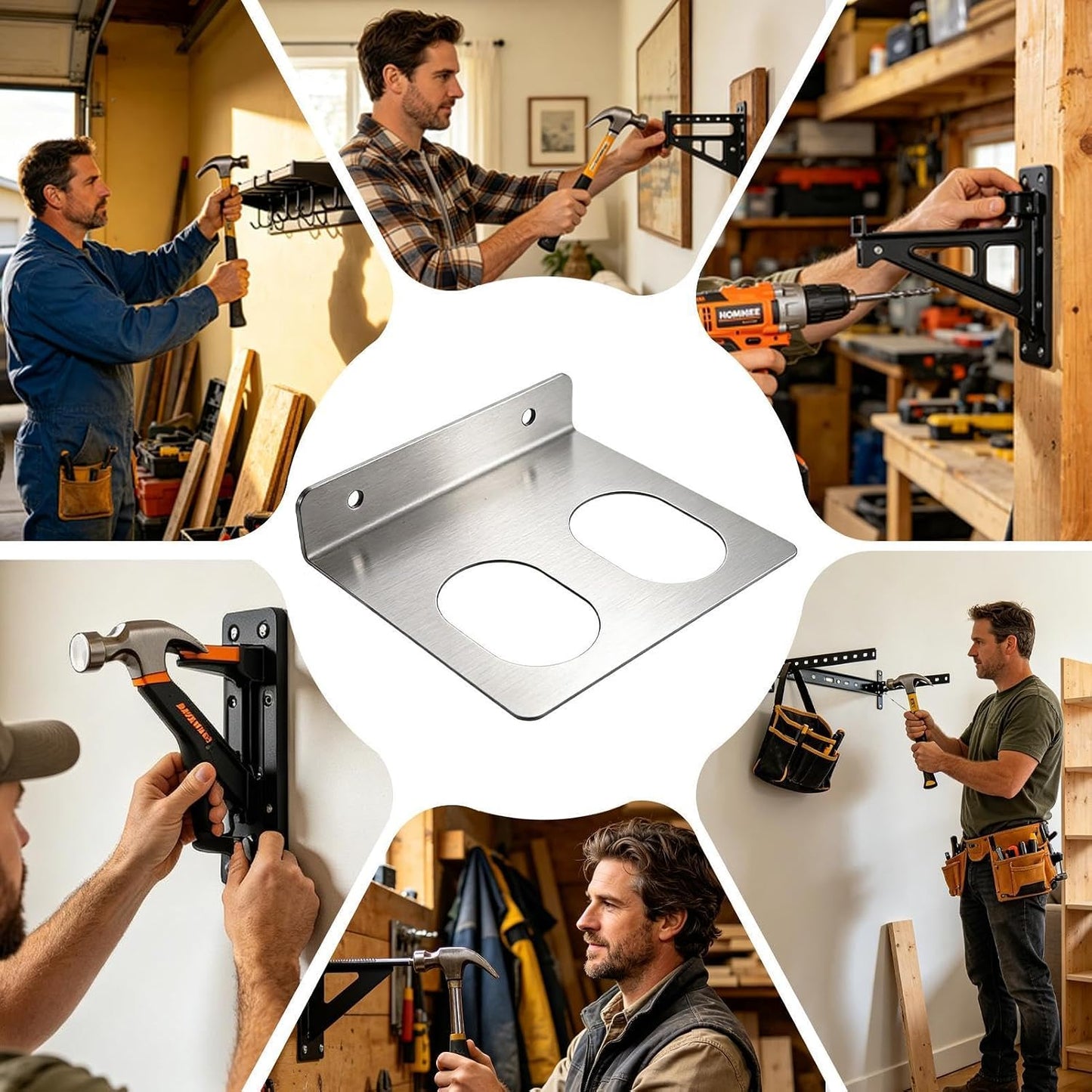  Organiseur D'outils En Acier Inoxydable, Support Mural Sécurisé, Support De Rangement D'atelier, Accessoire De Studio De Travail Du Bois Extérieur, équipement Utilitaire Pour Abri De Jardin