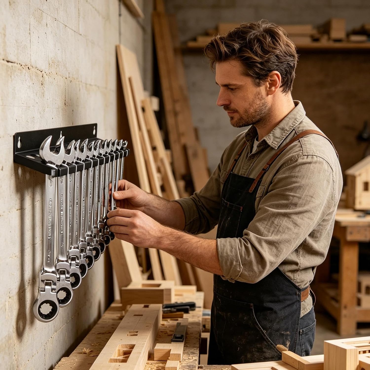  Générique Rack À Clés - Stockage D'Outils Grande Capacité,Support Mural Pour Clés | Pour Tournevis Hexagonaux Cliquet Cutter Ciseaux Maison Garage Atelier Espace Travail Coin